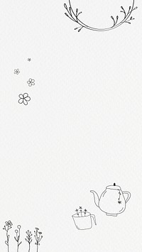 Lifestyle frame psd cute afternoon tea theme doodle drawing