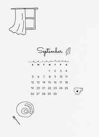 September 2021 printable month cute doodle drawing