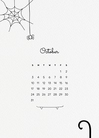 Octob2021 printable month cute doodle drawing