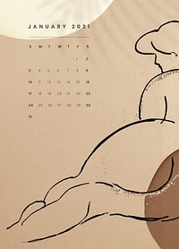 January 2021 printable month abstract feminine background
