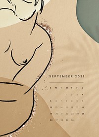 September 2021 printable month abstract feminine background