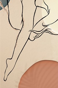 Sketched nude lady social media banner vector in glittery earth tone