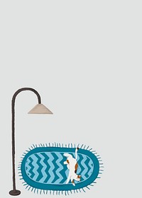 Cat on carpet background psd cute drawing banner