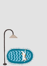 Cat on carpet background vector cute drawing social media banner