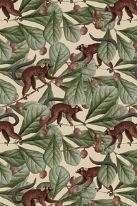 Lemur pattern background vector jungle illustration