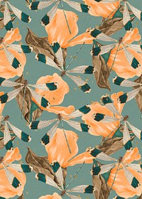 Vintage butterfly floral pattern, remix from The Naturalist&#39;s Miscellany by George Shaw