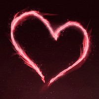 Pink heart fire frame with black background