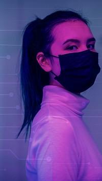 Girl wearing face mask mobile wallpaper