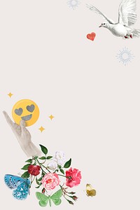 Social media floral border vector with love birds remixed media