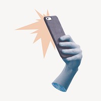 Hand taking selfie, social media remix psd