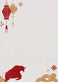 Ox pattern gray background vector border for Chinese New Year