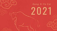 Chinese greeting editable banner vector 2021 for the year of the ox