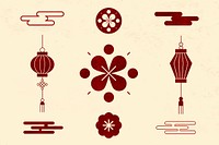 Chinese New Year  vector red design elements set