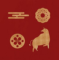 Chinese Ox Year gold vector design elements se