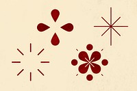 Chinese New Year fireworks psd red design elements set