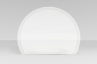 White semicircle table barrier social distancing