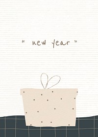New year editable greeting card template vector gift box background