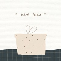New year editable template vector with gift box social media post