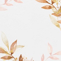 Watercolor leaf frame background vector for social media post
