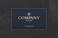 Luxury business card mockup vector in dark blue and gold tone
