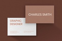 Business card mockup vector in brown with front and rear view