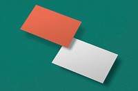 Blank orange business card in front and rear view