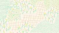 Summer flower field psd background monoline sketch desktop screen background