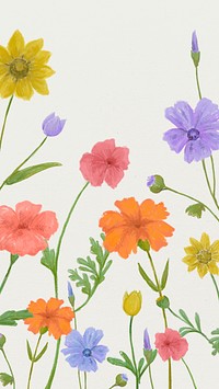 Summer floral graphic vector background in cheerful colors social media story