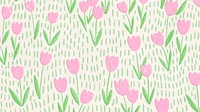 Pink tulip field background line art desktop screen background