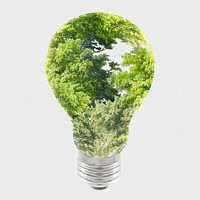 Green energy saving light bulb with trees remixed media
