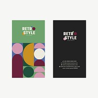 Editable business card template vector in green retro style for fashion and beauty brands