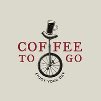 Coffee shop logo business corporate identity with text and monocycle illustration