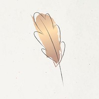 Minimal doodle leaf on beige background
