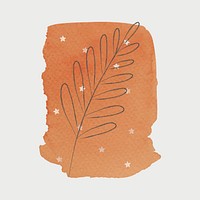 Doodle plant with orange brush stroke background