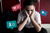 Unhappy teenager with few social media engagement 