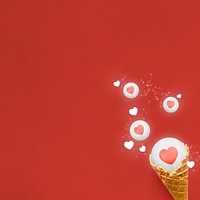 Cute love border psd social media reaction in ice-cream cone