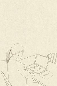 Home office background career in new normal simple line drawing