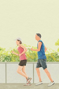 Jogging background vector outdoor exercise color pencil illustration