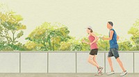 Jogging wallpaper outdoor exercise color pencil illustration