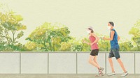 Jogging wallpaper outdoor exercise vector color pencil illustration
