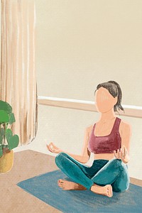Yoga and relaxation background color pencil illustration