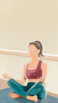 Yoga mobile wallpaper and relaxation color pencil illustration