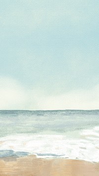 Beach mobile wallpaper color pencil illustration