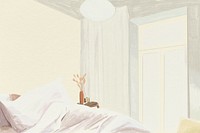 Bedroom interior background color pencil illustration
