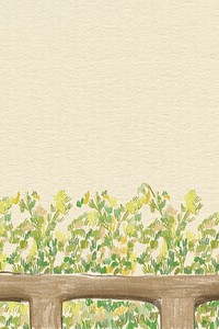 Green bushes background psd color pencil illustration