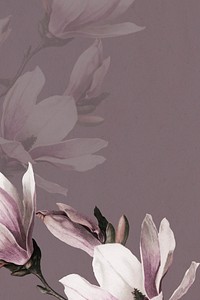 Magnolia border on purple background