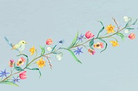 Spring background vector with bird on a branch