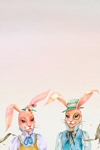 Lovely Easter bunny background looking at each other illustration 