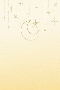 Ramadan yellow background vector with star and crescent moon border