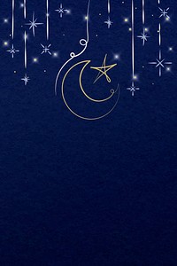 Ramadan blue background vector with star and crescent moon border